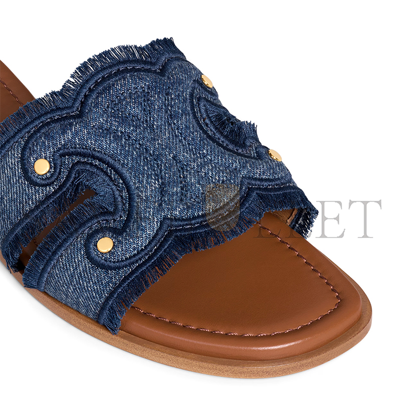 CELINE MARINA FRINGED MULE IN DENIM 362675022C.07BL CELINE MARINA FRINGED MULE IN DENIM 362675022C.07BL